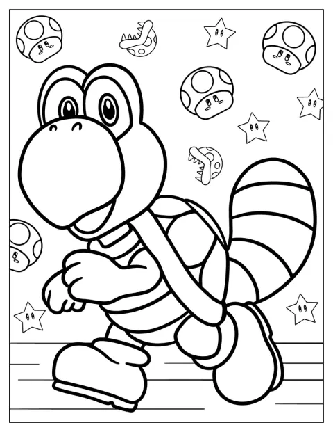 Tail Koopa Running Coloring Page