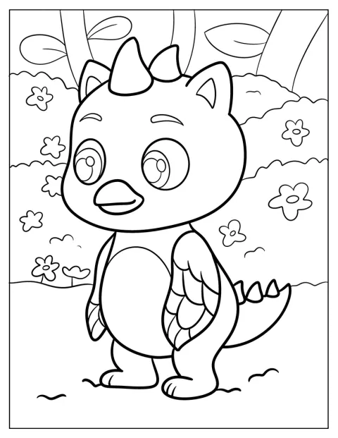 Draggle está en Hatchtopia, rodeado de un paisaje fantástico.