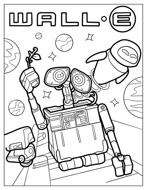Wall-E Coloring Page With Eve And M O