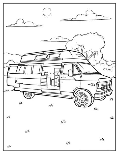 Dörren står öppen på en campervan.