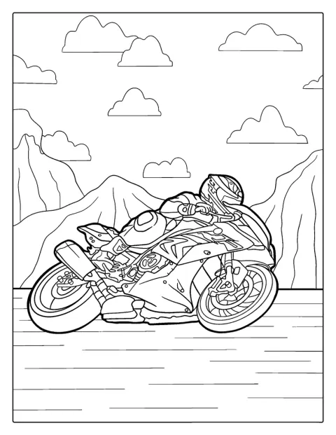Motorcycle Racing Coloring Page