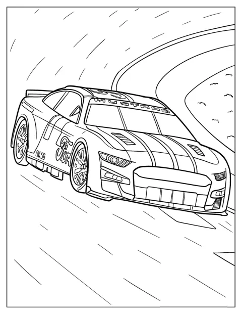 Une Ford Mustang de NASCAR file sur la piste.