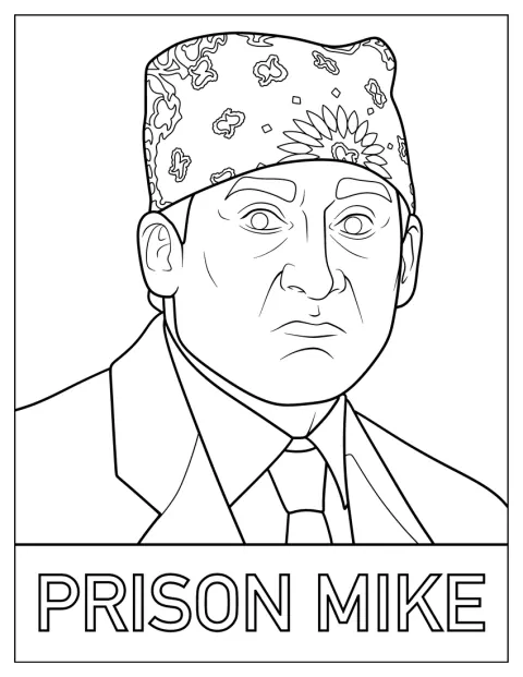 Michael Scott w bandanie robi obrażoną minę w biurze.