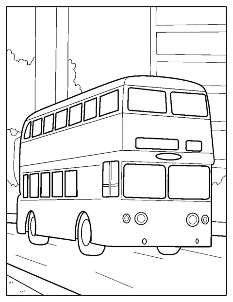 窓が並ぶ二階建てバスが描かれています。