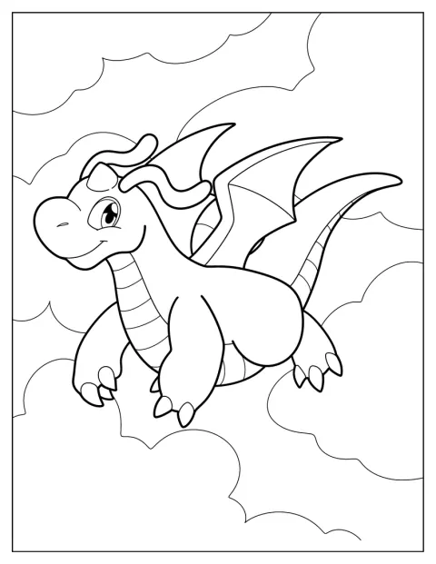 Dragonite vuela entre las nubes.