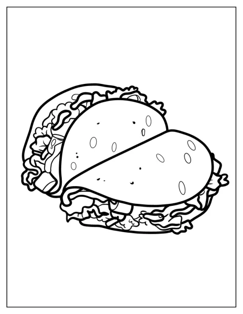 Two Detailed Taco Coloring Page
