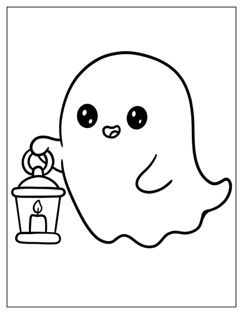 Een eenvoudig spookje houdt een lantaarn vast.