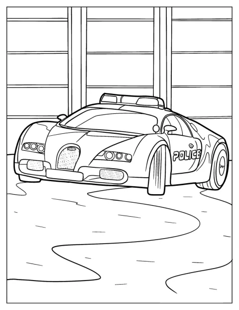 En Bugatti Veyron polisbil kör på vägen.