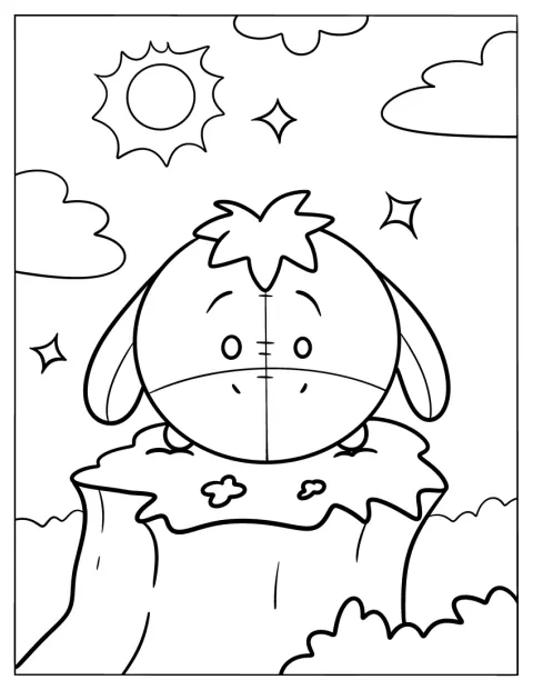 Mini Eeyore Tsum Tsum Coloring Page On A Log