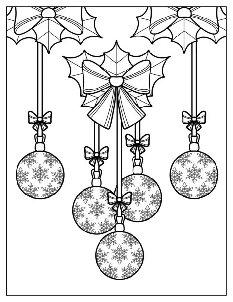 ヤドリギの枝から、リボン付きのクリスマスライトが下がっています。