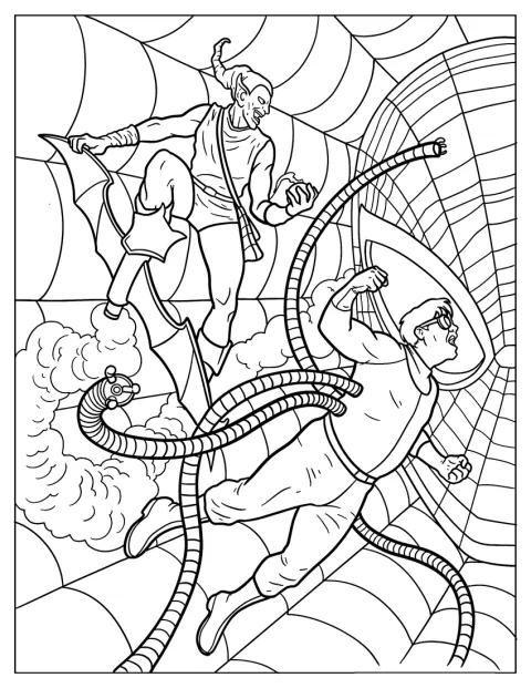 Green Goblin se luptă cu Doctor Octopus și îl pune la pământ.