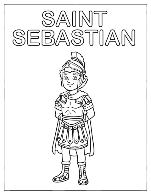 San Sebastián viste una armadura de soldado romano.