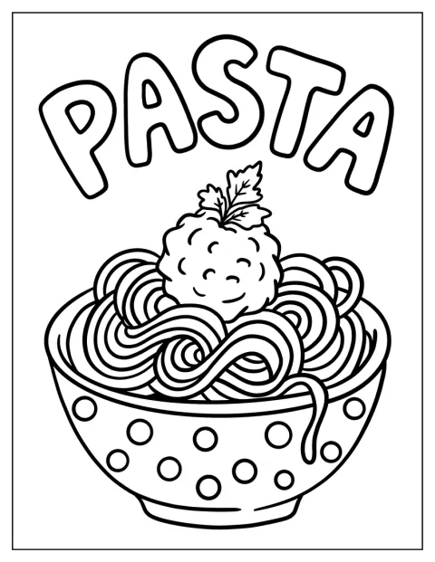 Ein Teller mit italienischer Pasta und einem Fleischbällchen steht bereit.