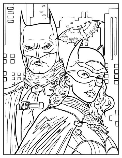 Batman e a Mulher-Gato aparecem numa cena detalhada em Gotham.