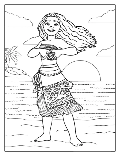 Vaiana présente dans ses mains le cœur de pierre de Te Fiti.