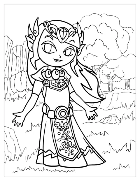 La adorable princesa Zelda posa con un vestido de estilo kawaii.