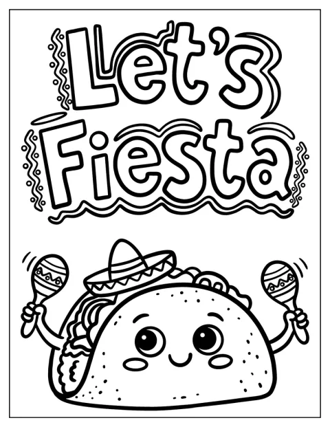 Un taco allegro suona le maracas alla festa.