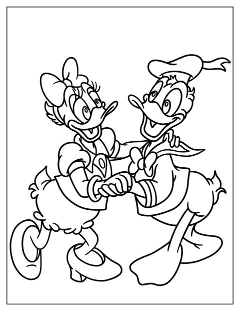 Ensemble, Daisy Duck et Donald Duck dansent joyeusement.