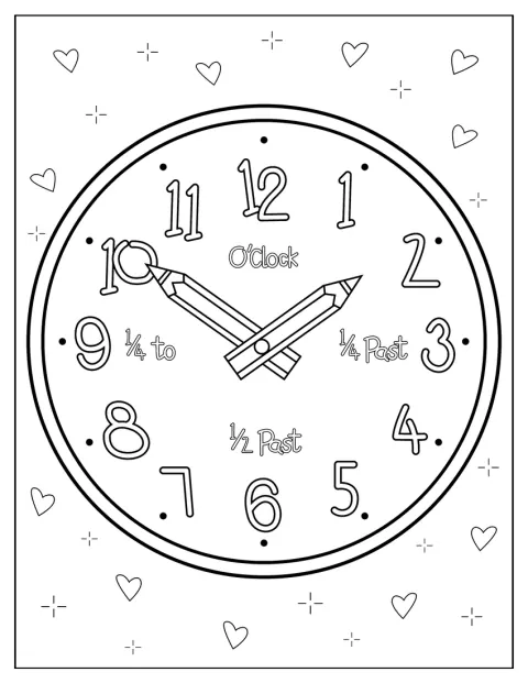 Fun Clock Coloring Page For Preschoolers