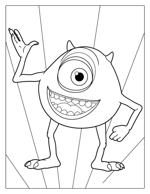 Mike, le monstre vert de Monstres et Cie, apparaît seul.