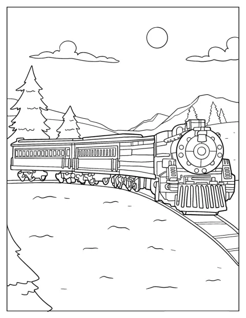 Easy Polar Express Coloring Page For Kids