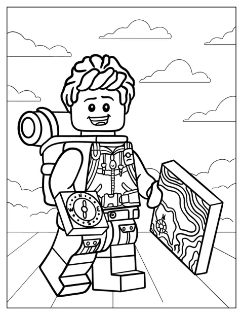 Ein Wanderer aus LEGO ist draußen unterwegs.
