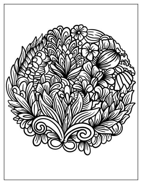 Dekorativa blommor samsas med mönstrade blad.