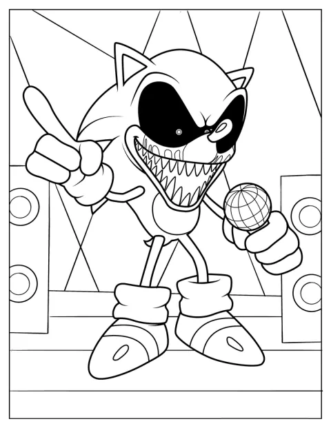 Sonic Exe drží mikrofon a vystupuje na pódiu.