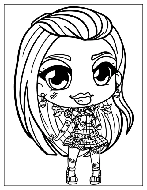 Frankie Stein aparece en estilo chibi con su característico aspecto de monstruo.