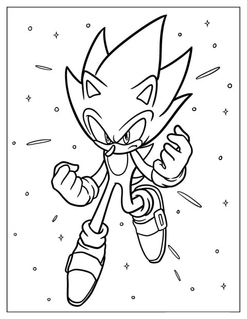 Hyper Sonic posa de frente, com os braços abertos.