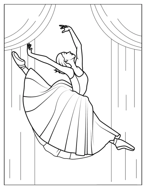 Eine Ballerina schwebt in einem eleganten Sprung durch die Luft.