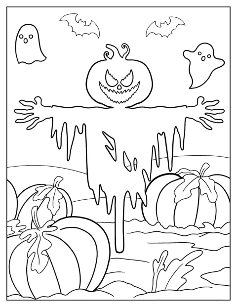 Variksenpelätin seisoo Halloween-aiheisessa kuvassa.