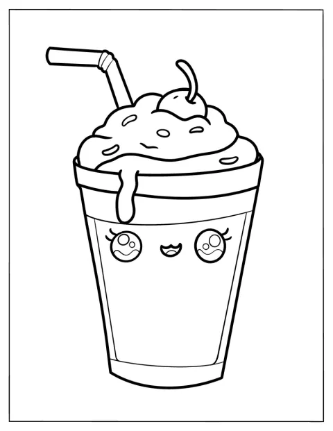 O cireașă împodobește paharul simpatic de milkshake cu frișcă.