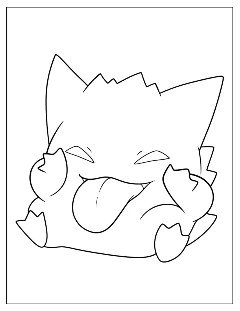 Gengar în stil kawaii scoate limba.