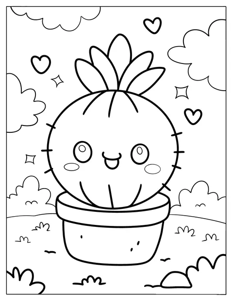 Un cactus sencillo crece en una maceta con una corona frondosa.
