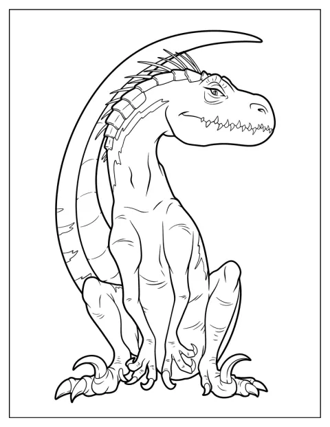 En nuttet Indominus Rex sidder stille.