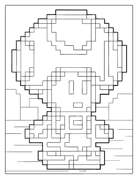 Toad is weergegeven in een retro pixelstijl.