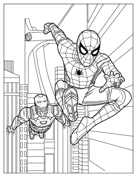 Iron Man og Spider-Man står sammen som superhelter.