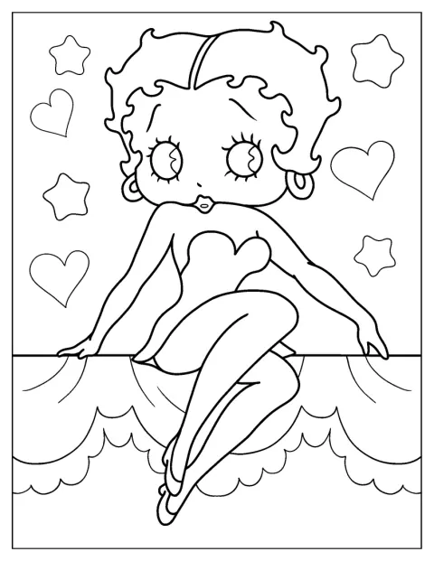 Betty Boop står alene med et enkelt omrids.
