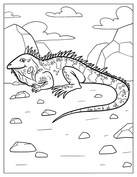 La peau détaillée d’un iguane vert est visible de près.
