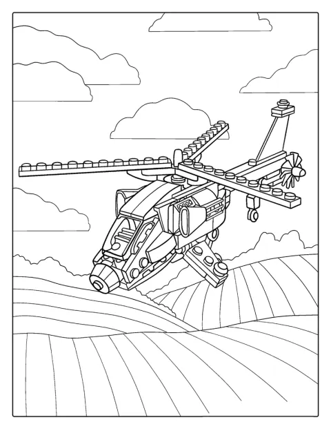 Lego Helicopter Coloring Page