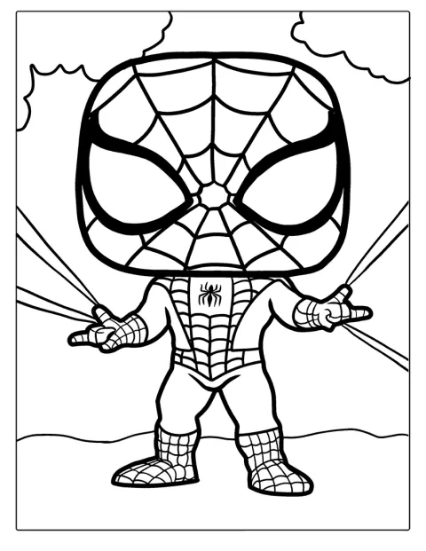 Funko Pop風のスパイダーマンが、かわいらしく立っています。