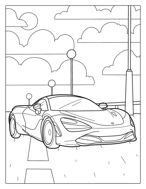 Un Tesla Roadster aparece de perfil, con sus líneas deportivas.