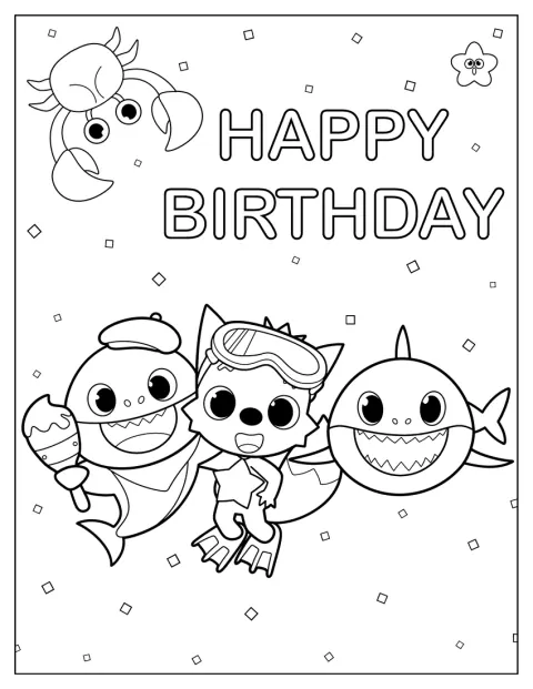 Baby Shark festeggia il compleanno con un sorriso.