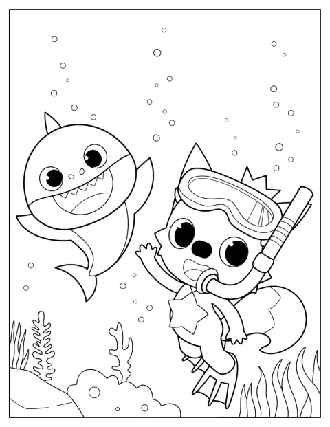 Suloinen Baby Shark on Pinkfongin seurassa.