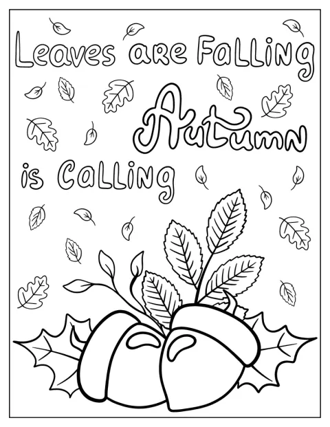 Über Eicheln steht der Schriftzug „Autumn Is Calling“.