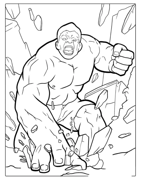 Hulk haalt uit met zijn enorme vuisten.