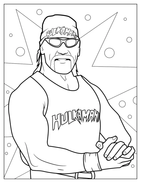 Hulk Hogan posa com o seu visual característico, associado à WWE.