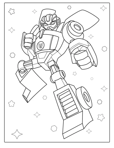 簡単な線で描かれたバンブルビーが正面を向いています。