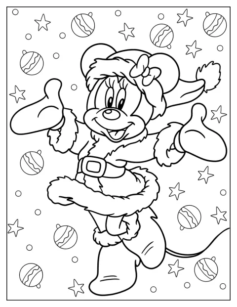 Minnie Mouse draagt een schattige outfit voor de feestdagen.
